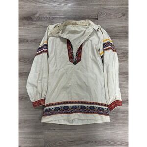 1930s Cross‎ Stitch Linen Peasant Blouse